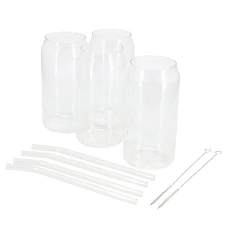 Gibson Home Zadie 10 Piece Glass Tumbler and Straw Set in Clear
