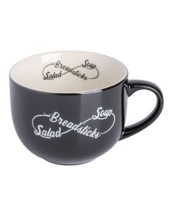 Babish 17 Ounce Wide Fine Ceramic Breadstick Soup &amp; Salad Mug in Black