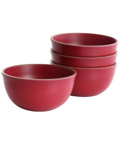 Gibson Home Rockabye 4 Piece Melamine Cereal Bowl Set in Dark Pink