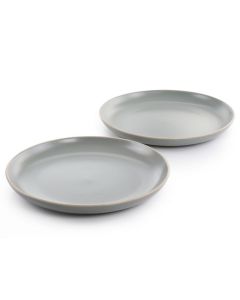 Gibson Home Rockaway 2 Piece 10.5 Inch Round Stoneware Dinner Plate Set in Matte Grey