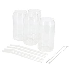 Gibson Home Zadie 10 Piece Glass Tumbler and Straw Set in Clear